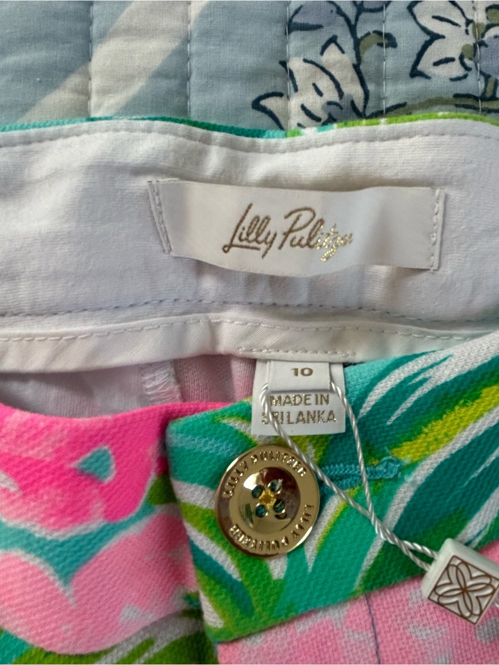 Lilly Pulitzer Pink & Turquoise Floral Scallop Hem Shorts - Picture 3 of 4